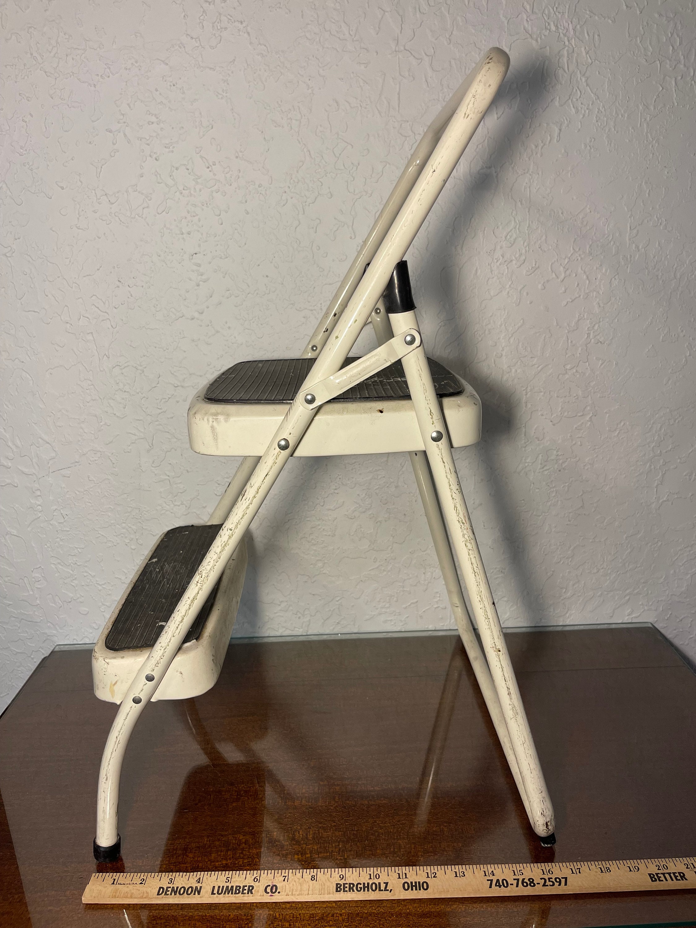 White Cosco Folding Stepstool Folding Stool Folding Ladder Cosco Step Ladder 2 Step Stool Ladder Kitchen Shop Garage Plant Stand Retro Etsy