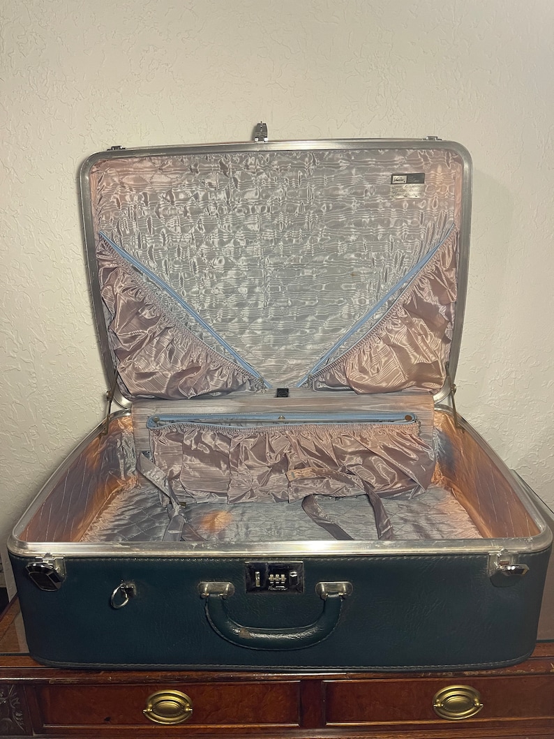 Vintage Ventura Luggage Set Navy Blue With Stripes Blue Etsy