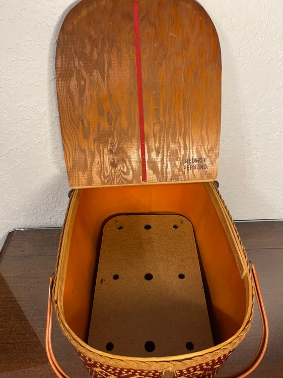 Vintage Redmond Picnic Basket Rattan Wicker Wooden Pi… Gem