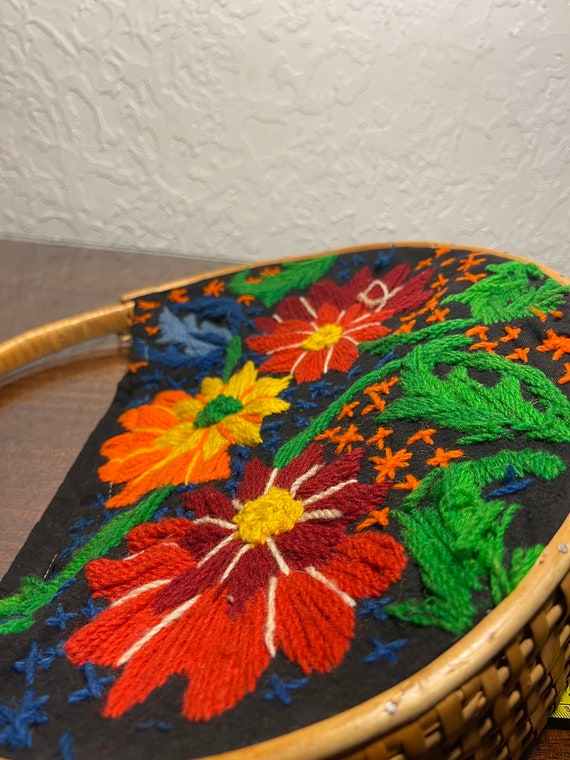 Vintage Circular Round Basket Purse Needlework Pu… - image 10