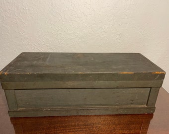 Vintage Holz Werkzeugkiste Grau Werkzeugkasten Aufbewahrungsbox Abnehmbares Tablett Handwerk Box Büro Organizer Garage Werkzeugkiste Werkzeugaufbewahrung Massivholzkiste