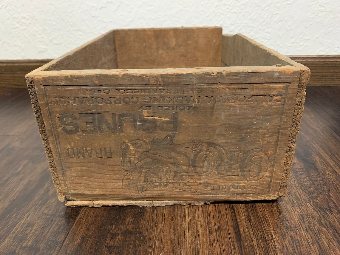Vintage Wooden Crate Antique Crate. Wooden Box. Prune Box. Etsy