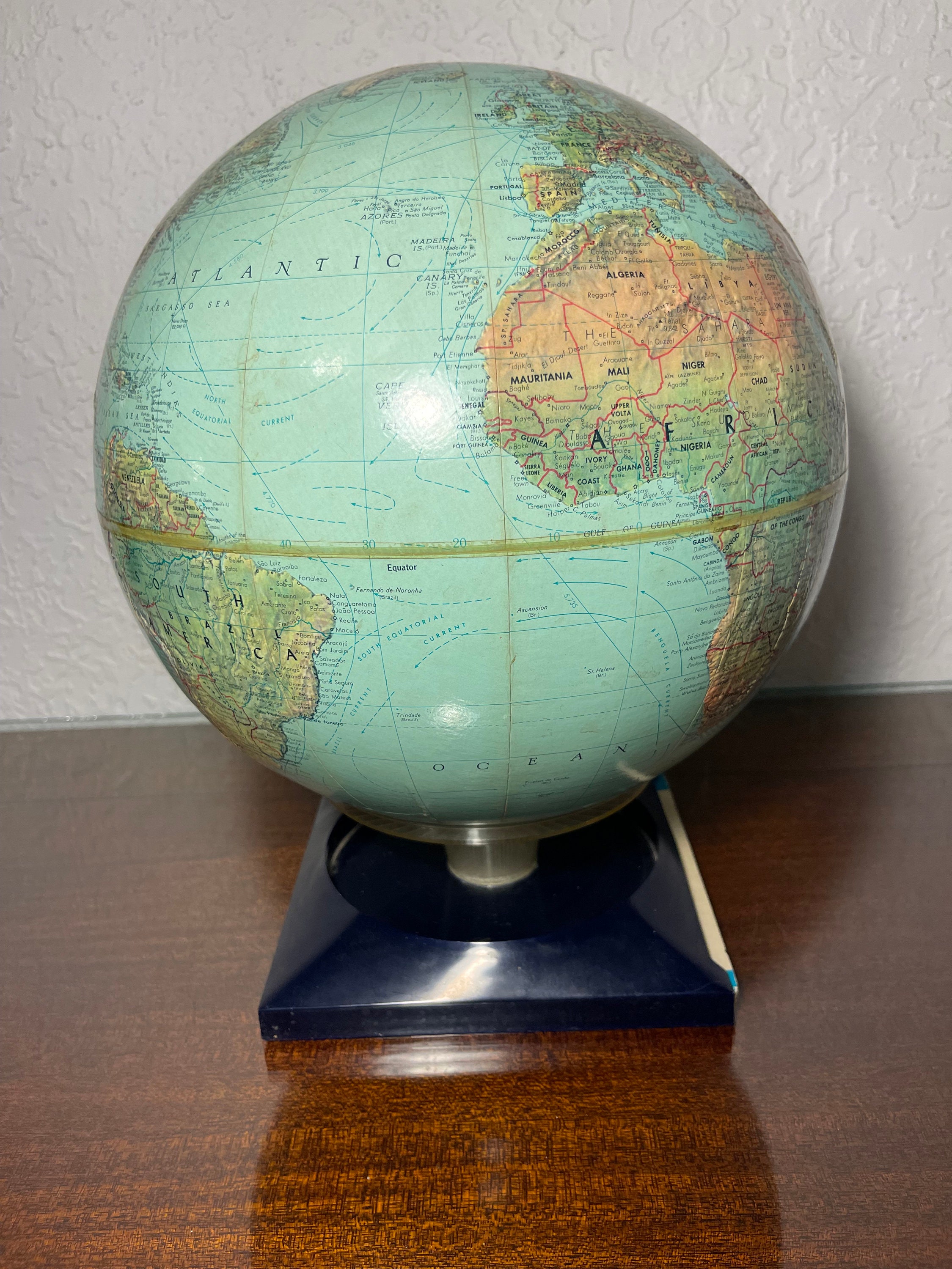 Vintage Replogie True to Life Globe 12 Inch Diameter Raised