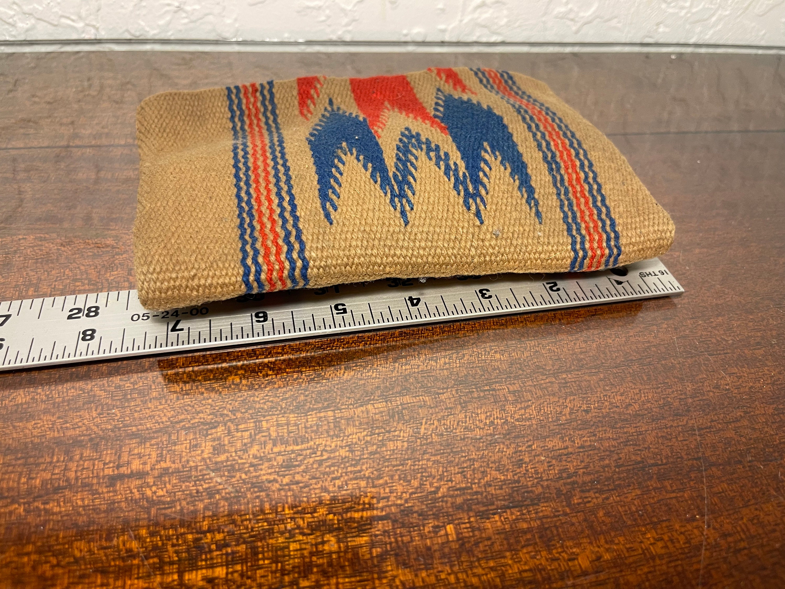 Vintage Chimayo Hand Woven Zippered Wool Purse Pouch Native