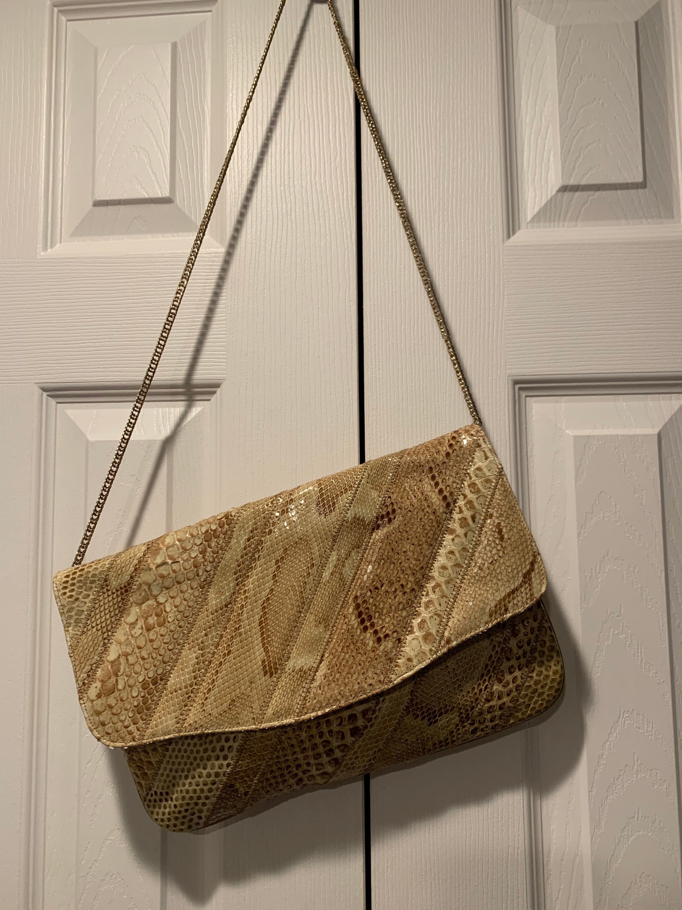 Gold snakeskin clutch bag cheap