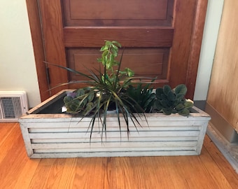 Rustic Wood Flower Planter Window Box Vintage Country Primitive Wood Box Mid Century Modern Garden Flower Box Planter White Wood Planter Pot