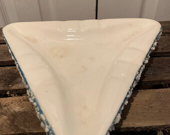 Vintage retro textured ceramic homemade funky ashtray groovy rough ceramic triangular ashtray. Glazed ceramic turquoise Ashtray Cigar