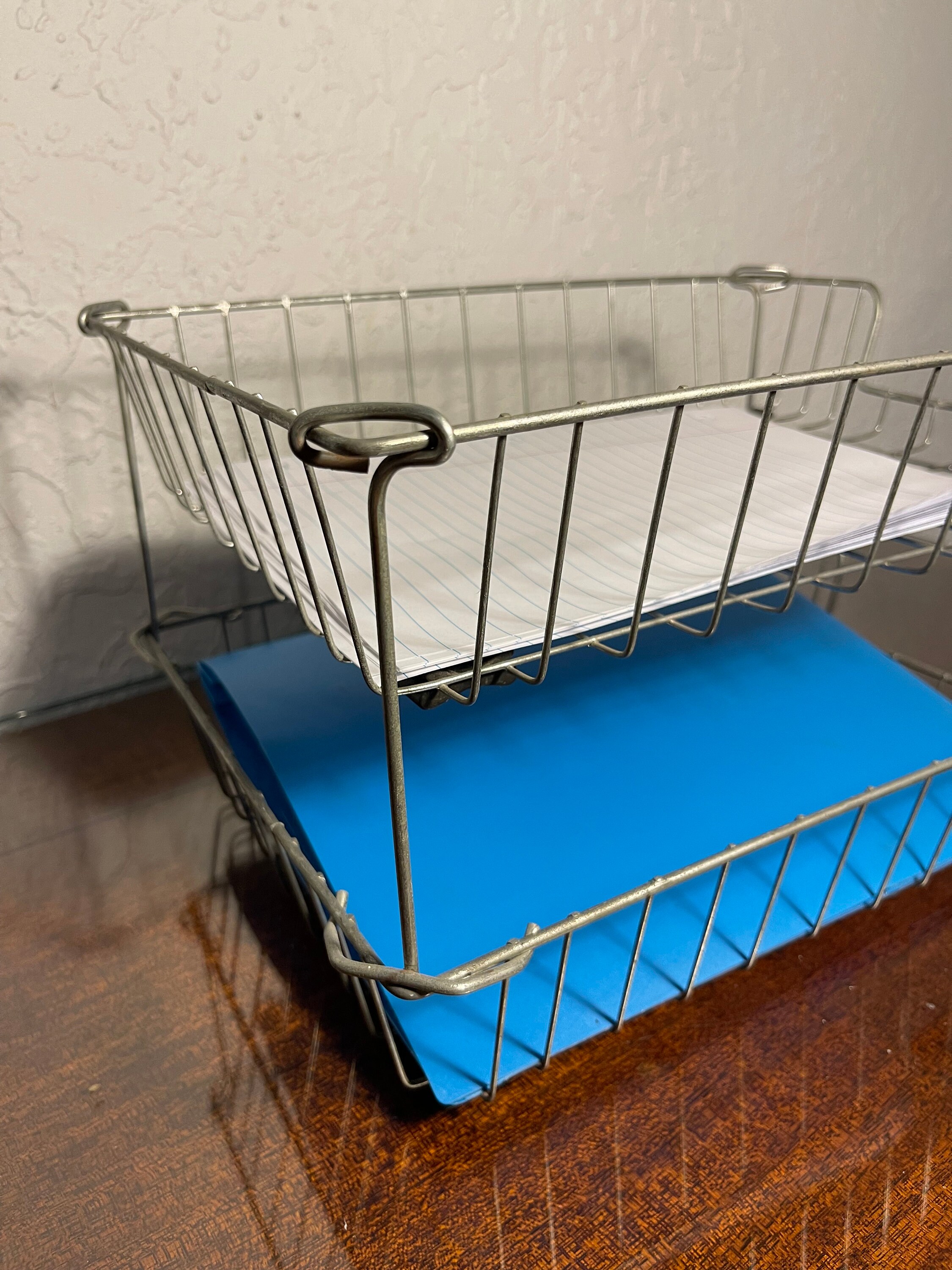 Vintage Wire Paper Trays Stacked Vintage Trays Tiered Paper Tray