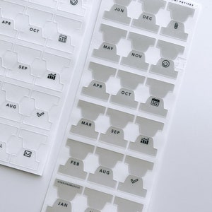 A6 plastic mini-indexlipjes - afgekorte maanden