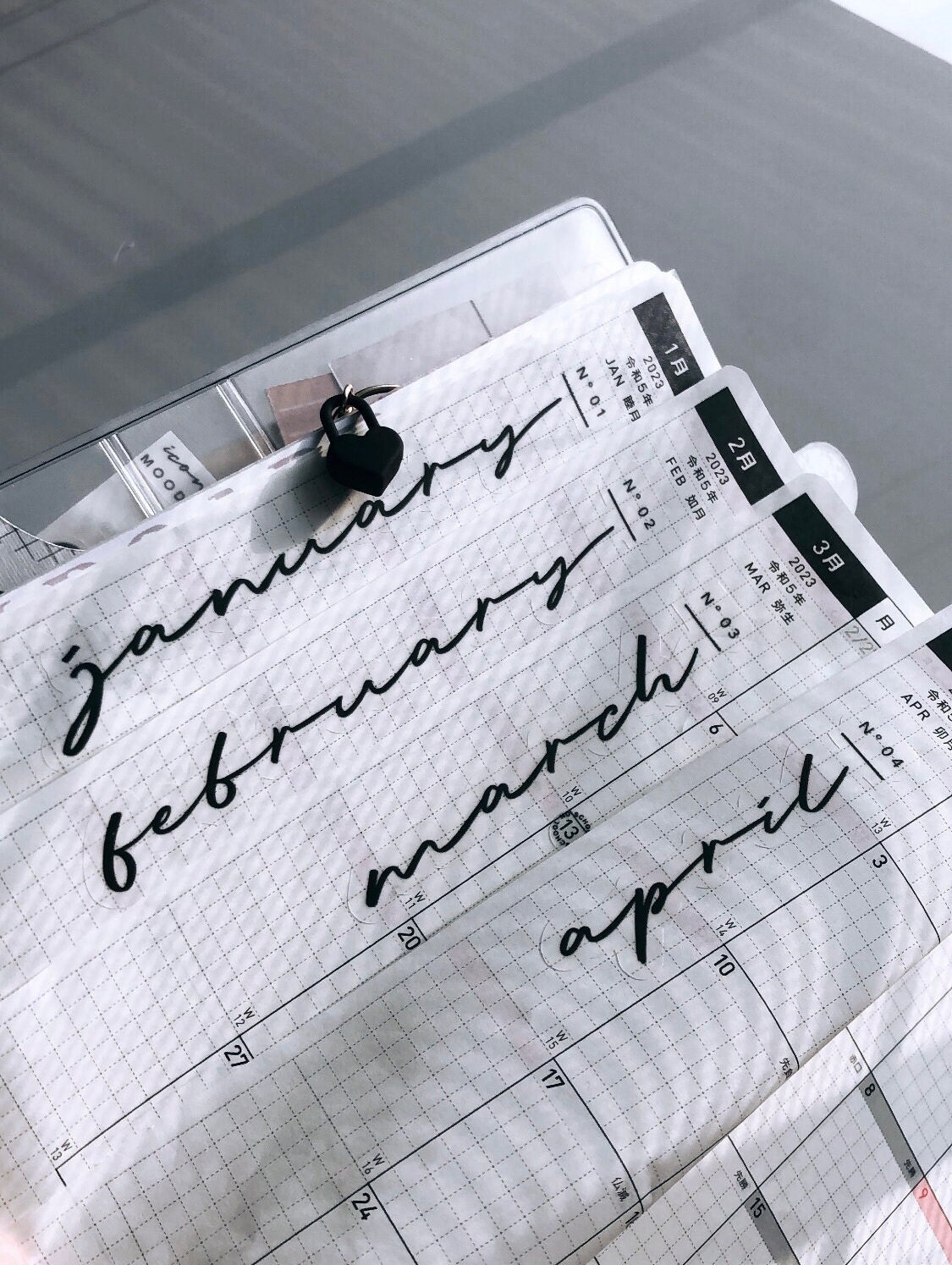 Month Script Stickers Bujo Journaling Bookbound Etsy