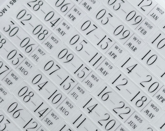 2026 dated weekly script stickers - mon start, bujo, journaling, bookbound