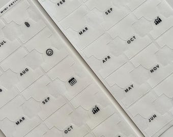 A6 plastic mini index tabs - abbreviated months