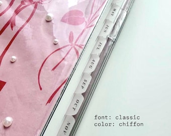 easy + durable plastic B6 index tabs - abbreviated months