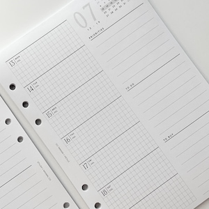 2026 compact weekly printed inserts - dated WO1P minimal planner inserts