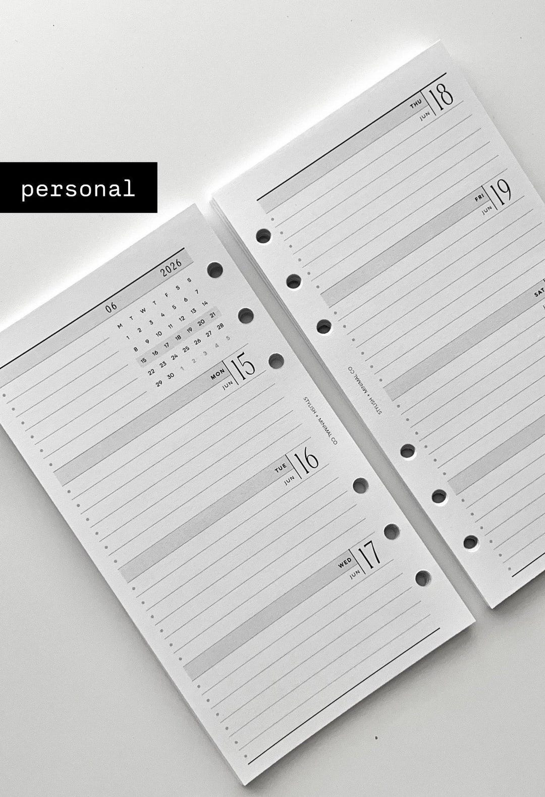 2026 Personal Rings Weekly Agenda - Dated Minimal Planner Inserts - Etsy
