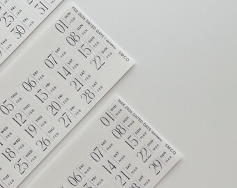 daily date script stickers - bujo, journaling, bookbound