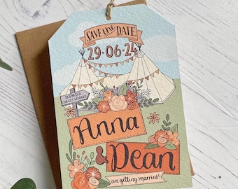 Rustic Tipi Save The Date Tag