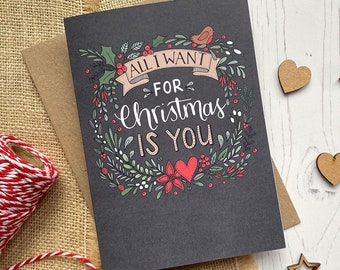 Lo único que quiero para Navidad eres tú - tarjeta navideña escrita a mano