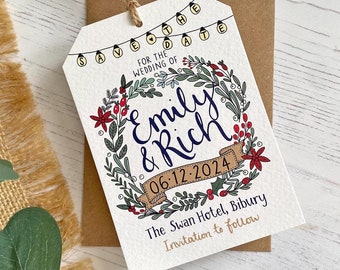 Christmas Save The Date Tag, Winter Wedding