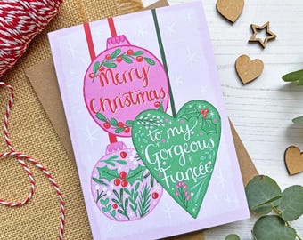 Feliz Navidad a mi hermosa prometida - tarjeta navideña escrita a mano