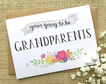 You're going to be Grandparents - pregnancy announcement - hand lettering