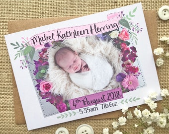 Personalised Baby Thank You Postcards - photo - hand lettering