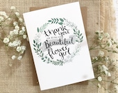 Thank you for being my Flower Girl - wreath design - hand drawn greeting card