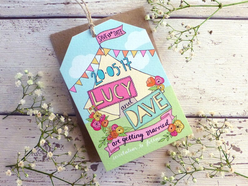 Festival Wedding Save The Date Card Festival Save The Date Tag Tipi Wedding Tipi Save The Date Tag