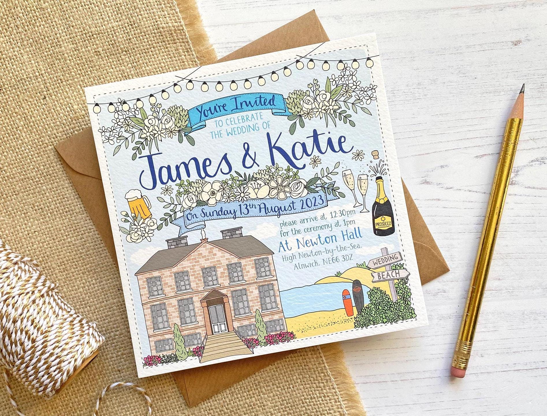 Bespoke Hand-Drawn Venue Invitation