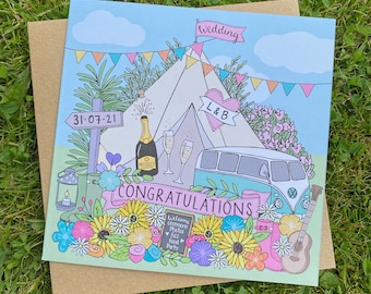 Tipi, Festival, personalised Wedding Card
