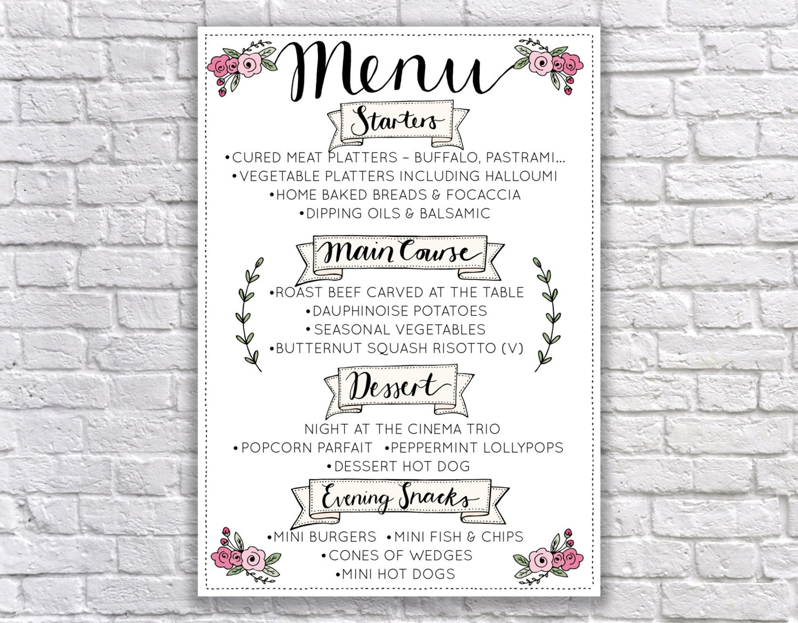 Large Wedding Menu Board Rustic Wedding Menu Sign Etsy India