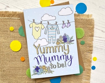 Yummy Mummy to be - hand drawn card for a mum-to-be