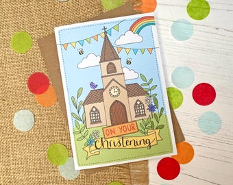 On Your Christening - hand drawn card