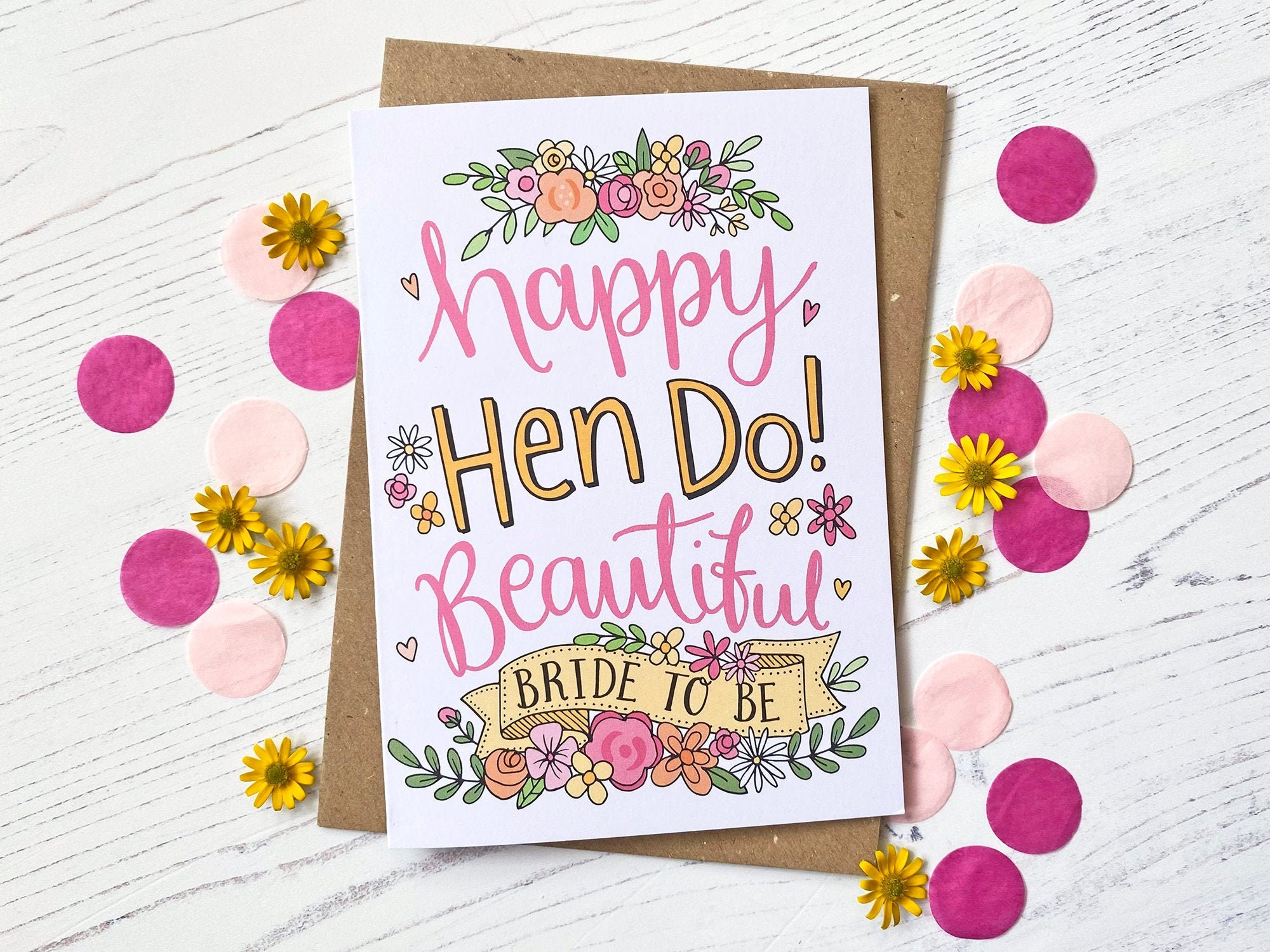 Happy Hen Do - Bride to Be - A6 size - quirky hand drawn greeting card
