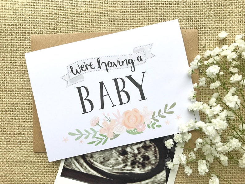 We're having a baby pregnancy announcement hand lettering image 1