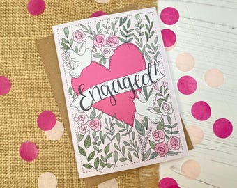 Engagement card, hand drawn illustration