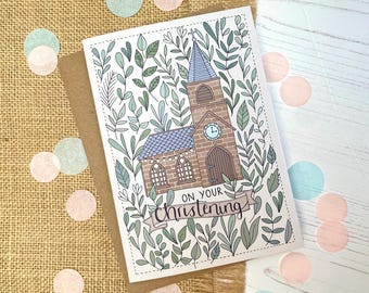 On Your Christening - hand drawn card