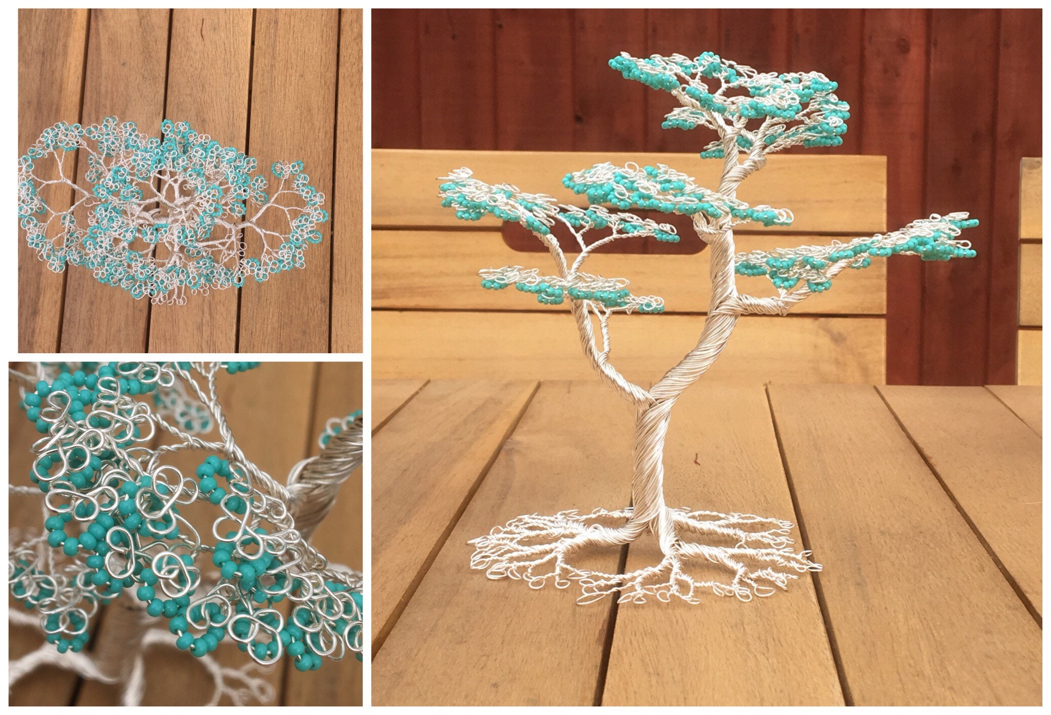 Wire tree sculptures beaded trees beaded tree sculpture Etsy
