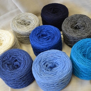 DENIM collection of colors, 100% Quality PURE Lambswool yarn, 8x50g balls for hand and machine knitting
