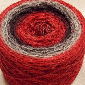 100g/3.5oz Kauni 8/2  Red Black Grey EMH  100% Quality PURE Lambswool yarn, for hand and machine knitting. Made in Estonia