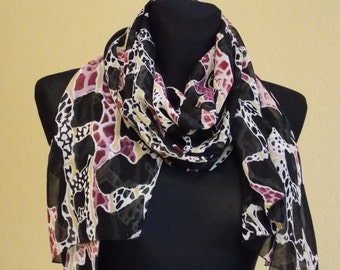 Silk chiffon scarf  "KRISTINE" -  scarf for women -  scarves