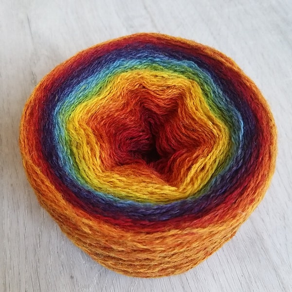 Kauni 8/2  Rainbow 100% Quality PURE Lambswool yarn, 100g for hand and machine knitting. Made in Estonia