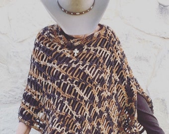 Crochet Pattern:  Tiger's Eye Poncho, Shawl, Wrap