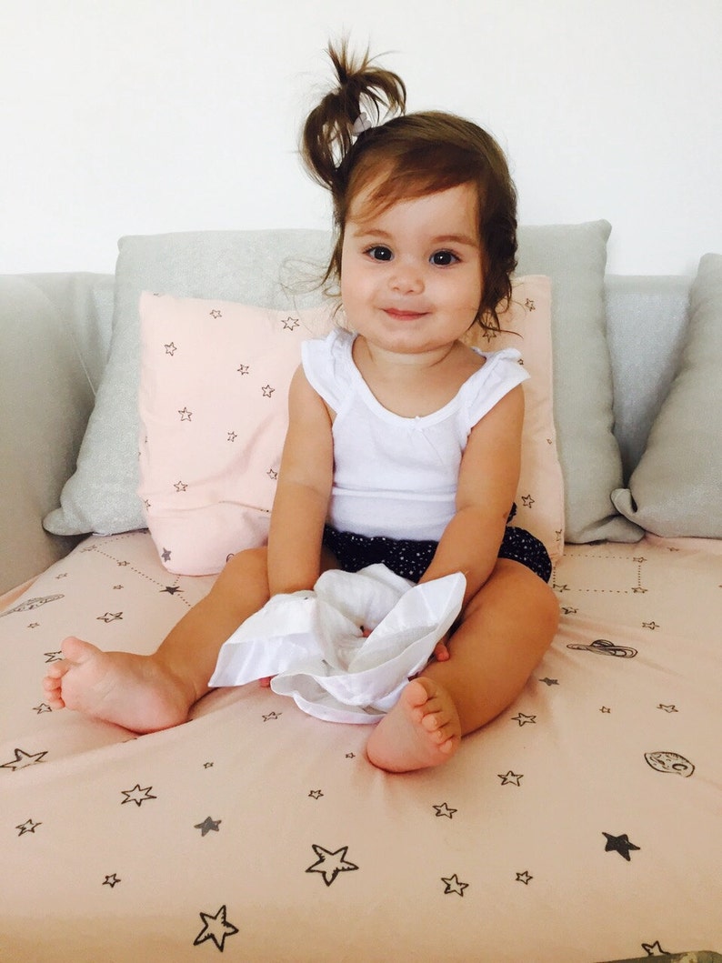 Baby Sheets Baby Girl Peach Pink Cot Fitted Sheet with a Cool Etsy