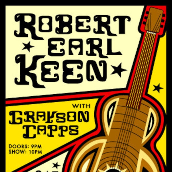 11x17" Color Poster for Robert Earl Keen and Grayson Capps at World Famous New Orleans Venue Tipitina's