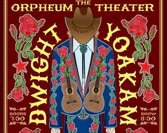 11x17" Color Poster for Dwight Yoakam at The Orpheum Theater New Orleans, LA