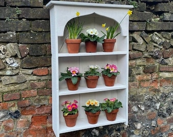 Auricula Theatre, Primrose, Primula, Flower Wall Shelf, Rustic Timber Garden Flower Display Shelves, in Three Colours