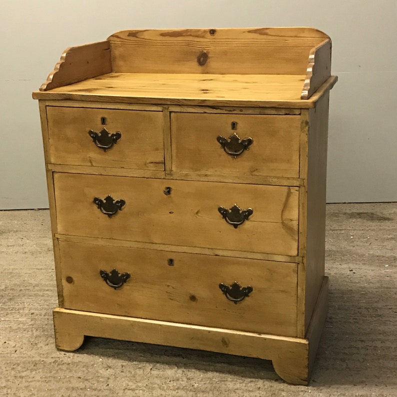 Victorian 2 Over 2 Old Pine Chest Of Drawers With Upstand Etsy