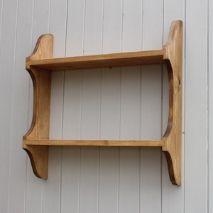 Cutaway 2 Tier Wall Solid Wood Shelf, Bookshelf, Display Shelves, Cook Books, Kitchen Storage, Spice Jars, Kilners  - Can be made to measure