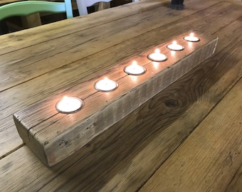 Tea Light Candle Reclaimed Timber Rustic Table Centre Piece, makes quite a nice gift